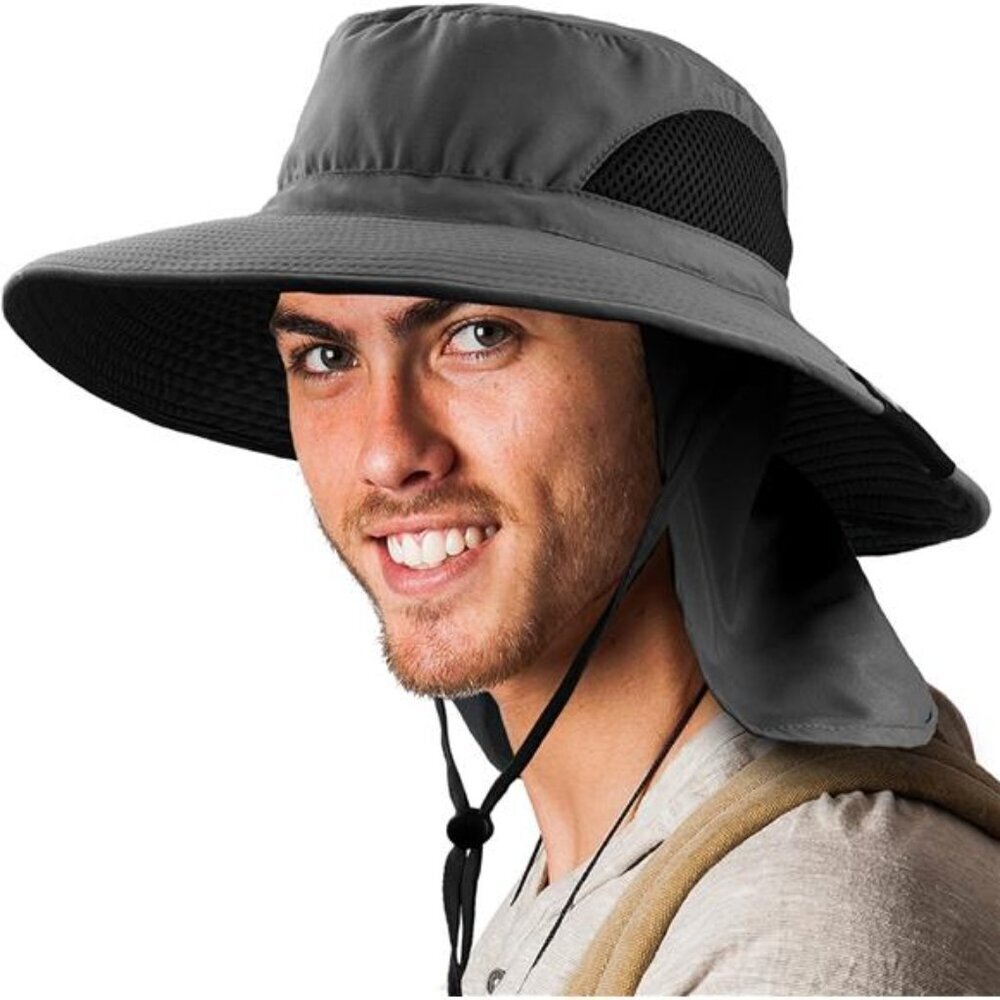 Wide Brim Sun Hat Men Women, Fishing Hats Sun UV Protection, Mens Hiking